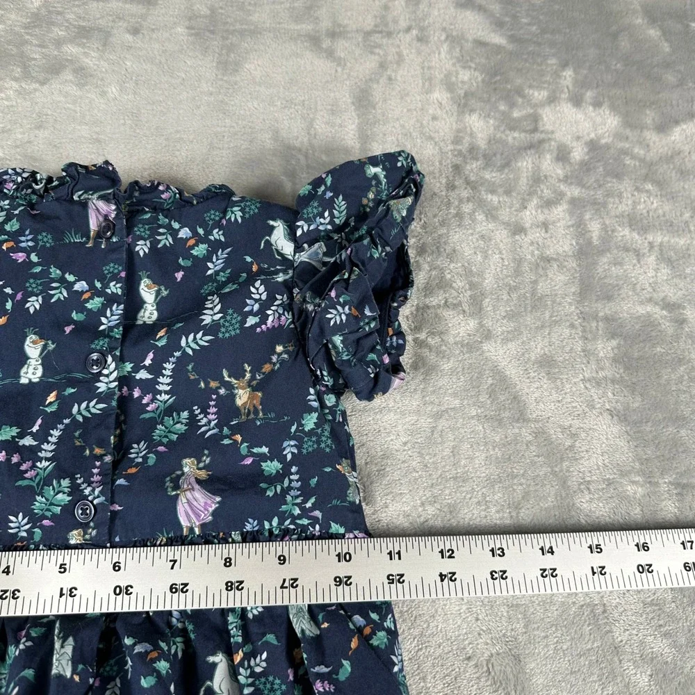 Disney x Janie and Jack Frozen Dress Girls 2T Navy Blue Floral Ruffle Tiered